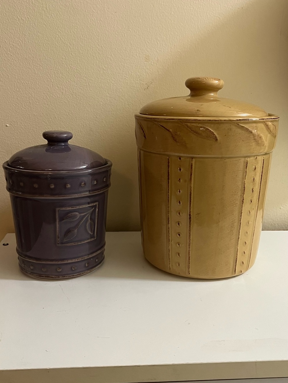 Ceramic Decorative Canister Set - Purple and Mustard
